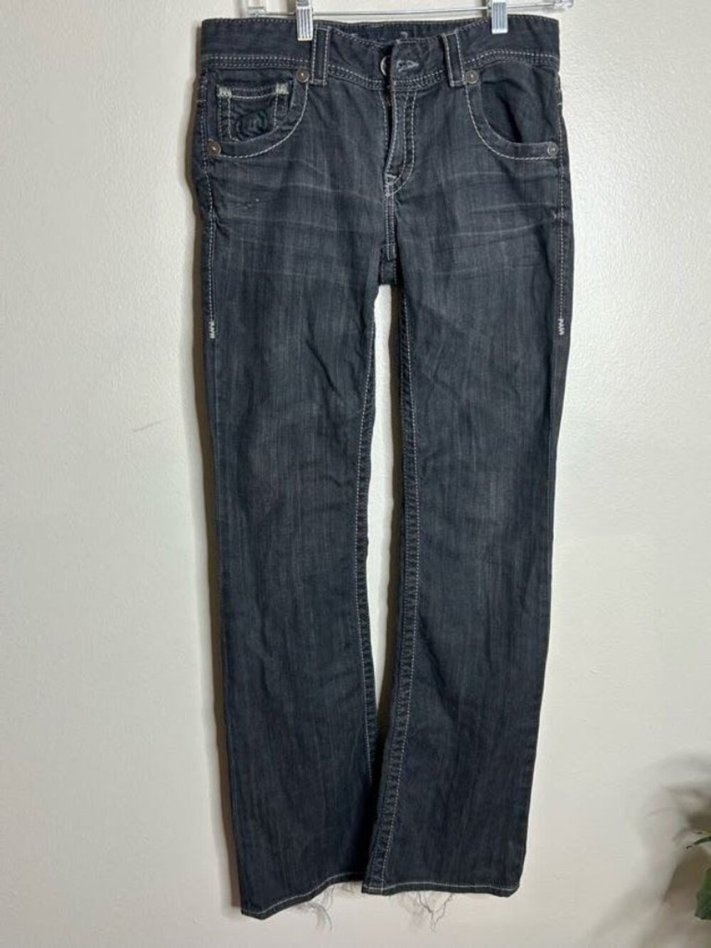 Big Star Jeans WOmens 29 Sophie Bootcut Western Distressed Hems Contrast Stitch